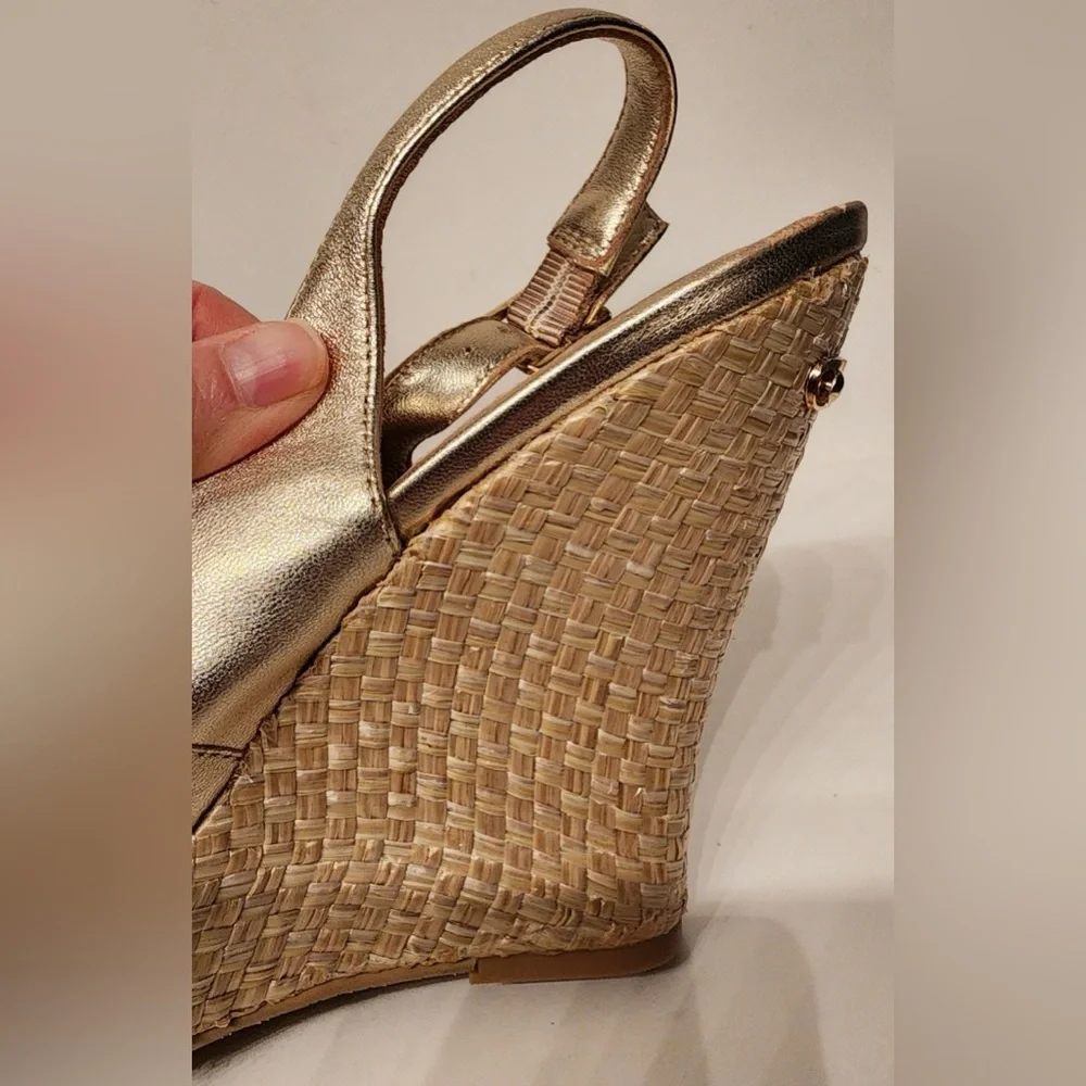 Lilly Pulitzer Kristen Wedge Sandals Women’s Metallic Gold Size 10